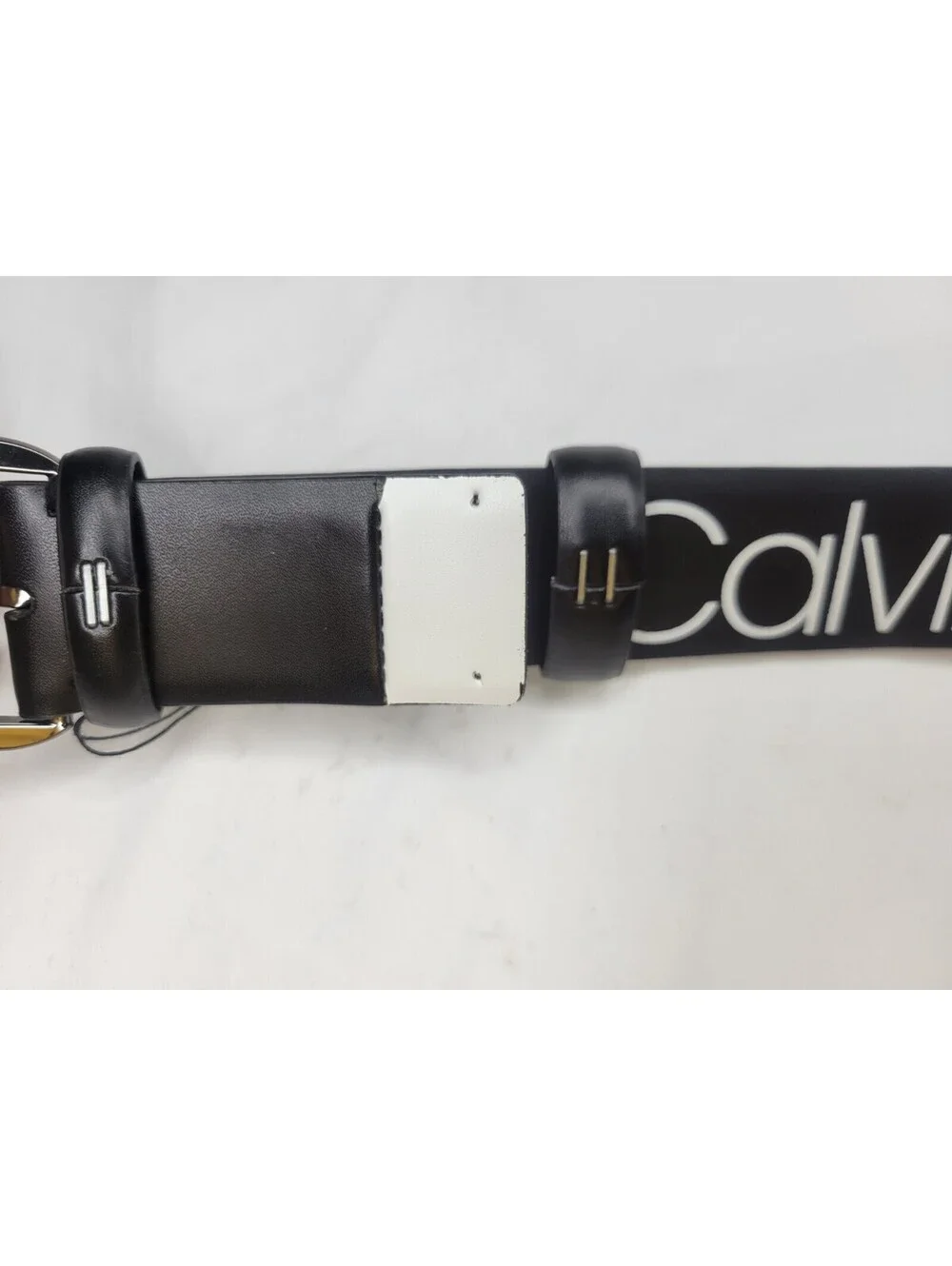 Calvin Klein Womens Black Leather Pant Belt Double Loop Sz Small **SEE DETAILS**